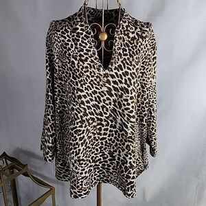 Leopard Print V-Neck Women's Top